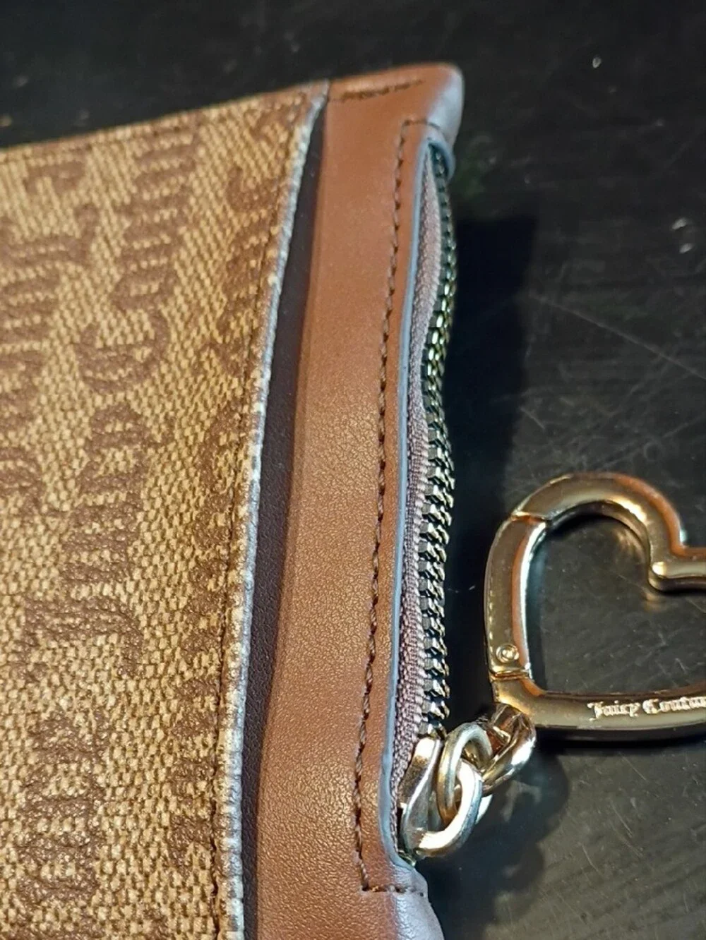 Juicy Couture Brown Logo Card Case with Heart Charm